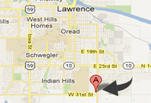 Map to Lawrence Kansas to the Eagle Trailer Company